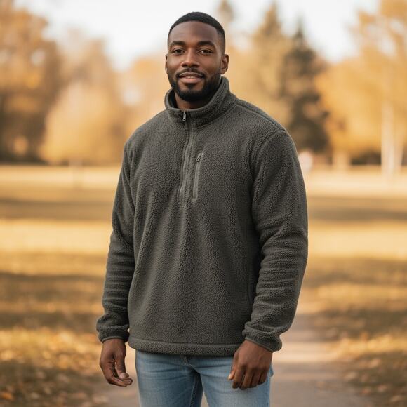 King Size Shirt Big Mens PLus Size 5X 5XT Tall Fleece Sherpa Top Green Pullover - Picture 5 of 5